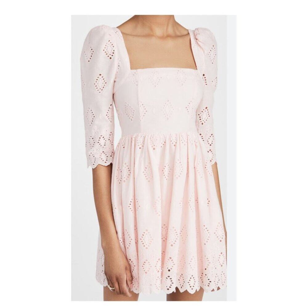Cara Cara eyelet hart pink blush a-line mini dress size 8